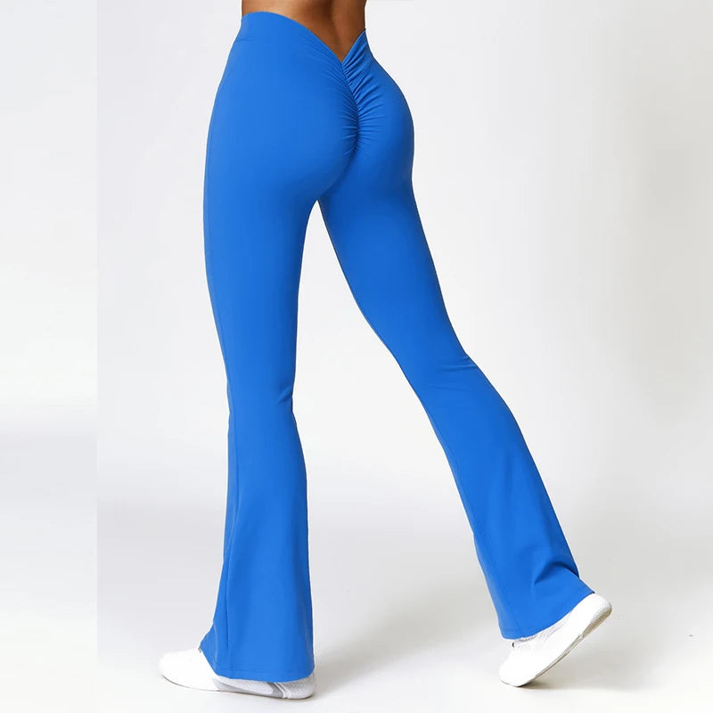 V Back Scrunch Flares Leggings for Women - High Waist Yoga Pants for Gym & Fitness