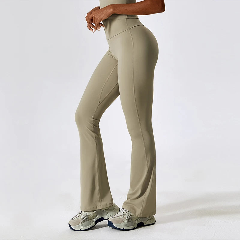 Naked Feeling High-Waist Flared Leggings – Push-Up Breathable Yoga & Fitness Pants for Women