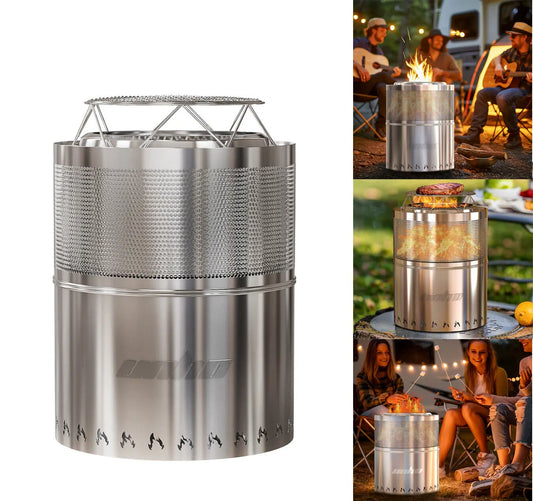 Stainless Steel Camping Fire Pit & BBQ Grill