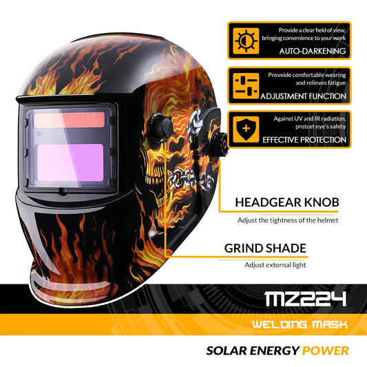DEKO Auto-Darkening Welding Helmet – Adjustable Lens for MIG & MMA Welding