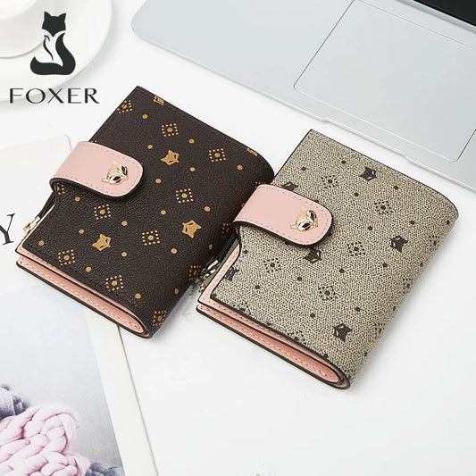 FOXER Small PVC Fashion Wallet - Cute Card Holder & Coin Purse for Women