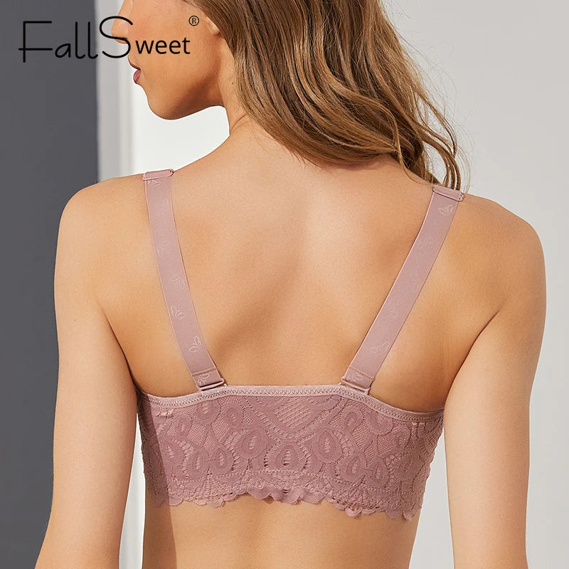 FallSweet Sexy Front Closure Bra Plus Size Lace Women Underwear