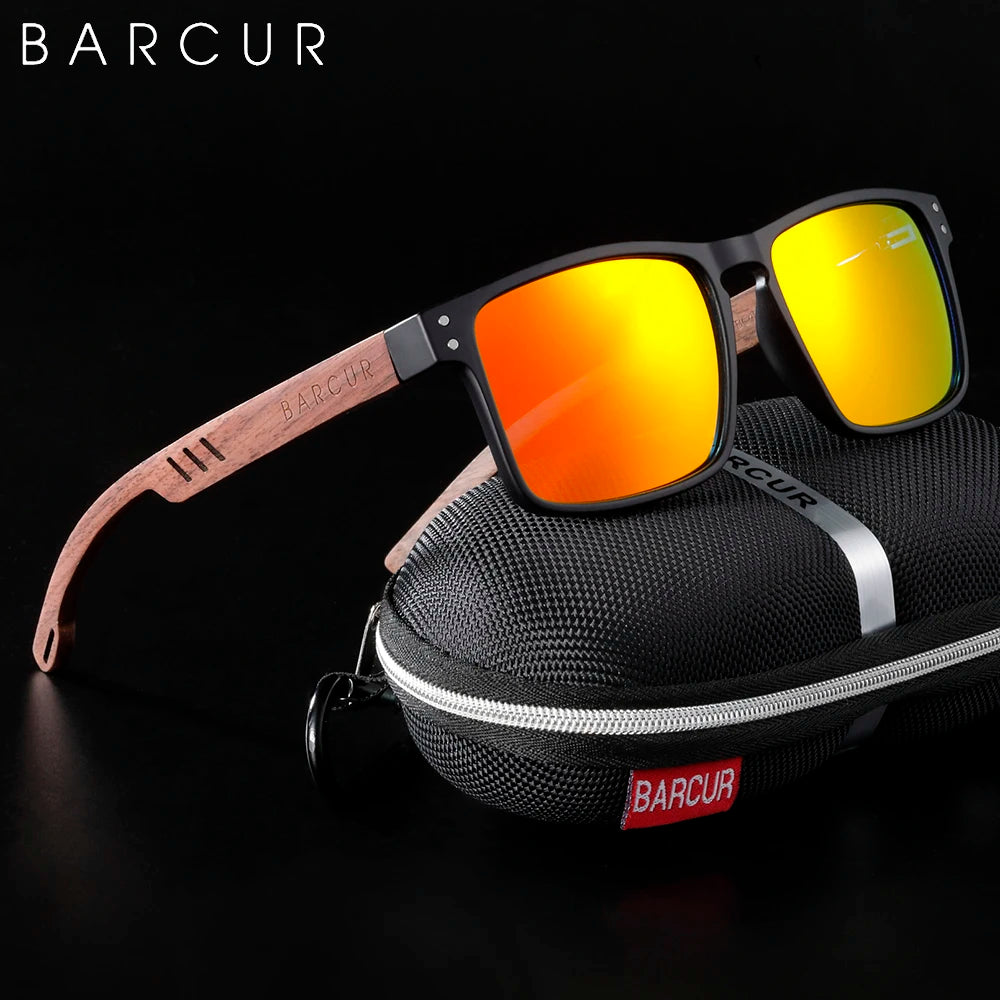 BARCUR Walnut Wood Polarized Sunglasses – Designer UV400 Unisex Shades