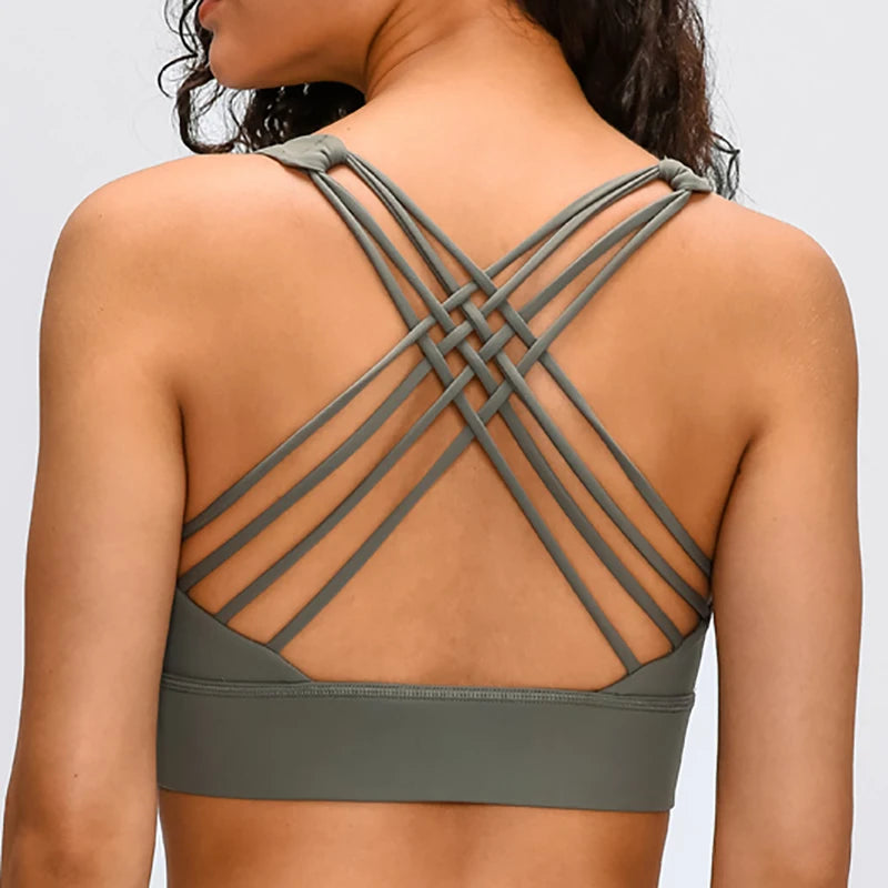 Nepoagym GOAL Cross Back Women Sport Bra - Buttery Soft Medium Support Yoga Bra for Plus Size Women