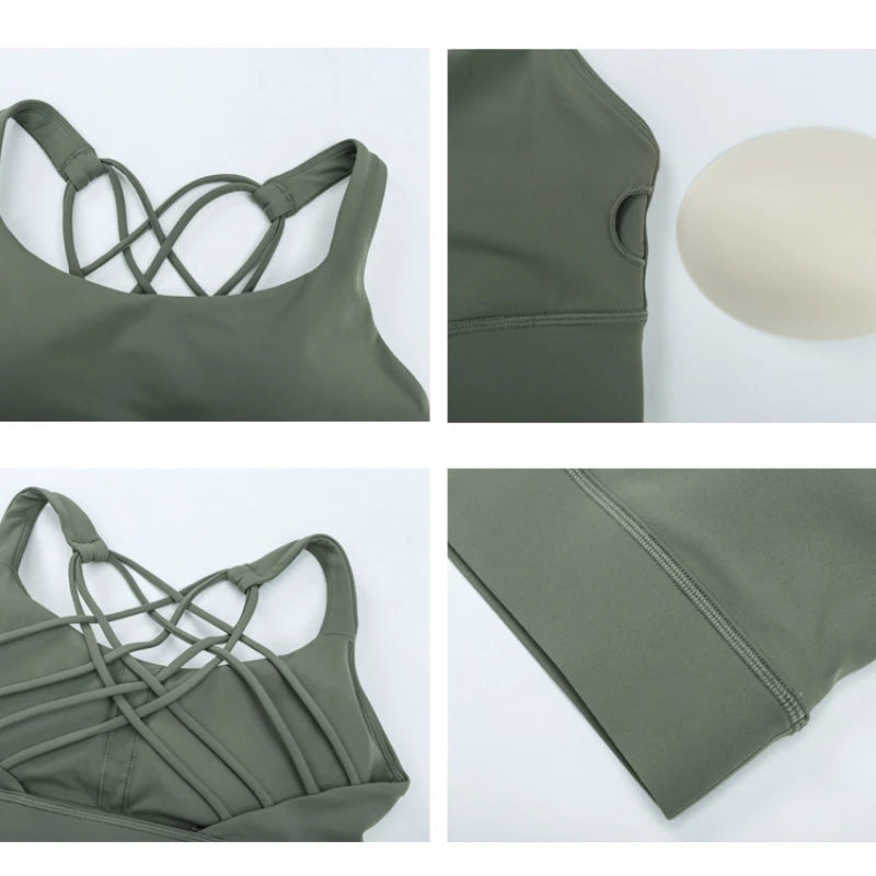 Nepoagym GOAL Cross Back Women Sport Bra - Buttery Soft Medium Support Yoga Bra for Plus Size Women