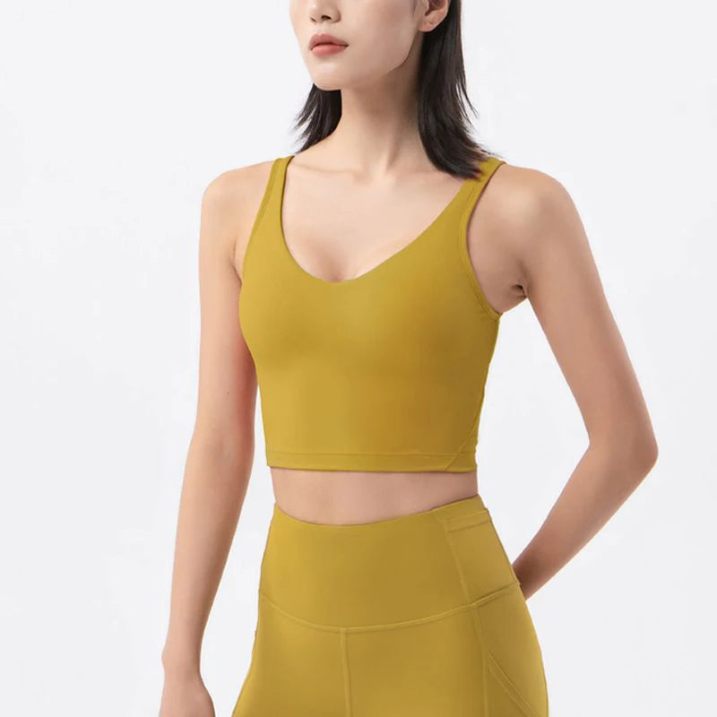 SOISOU Nylon Sports Bra - Women's Breathable Yoga Crop Top