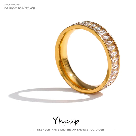 Yhpup Stainless Steel Cubic Zirconia Ring - Exquisite Engagement and Wedding Jewelry for Women