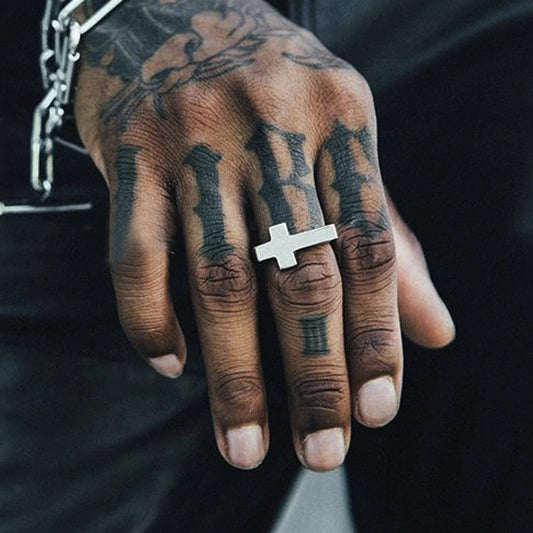 Punk Men Cross Shaped Ring – Stylish Waterproof Stainless Steel Ring in Silver, Black, and Gold Colors
