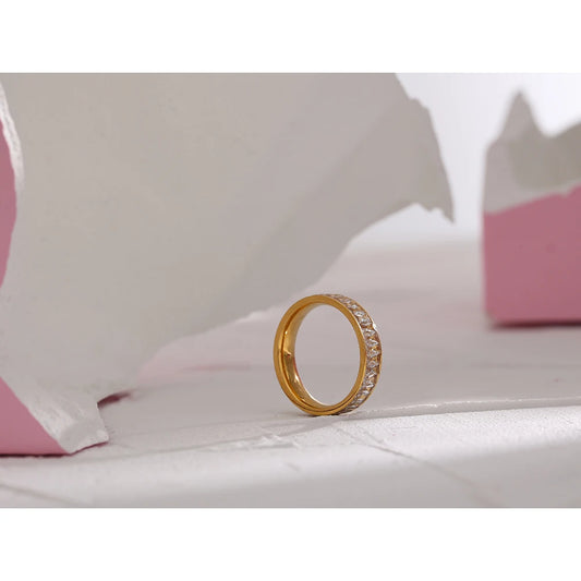 Yhpup Stainless Steel Cubic Zirconia Ring - Exquisite Engagement and Wedding Jewelry for Women