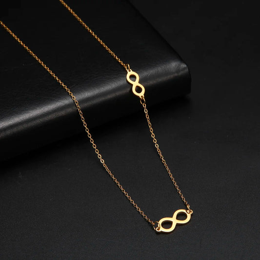 Skyrim Fashion Simple Infinite Shaped Choker Necklace for Women - Stainless Steel Lucky Number Eight Necklaces - Perfect 2025 Gift