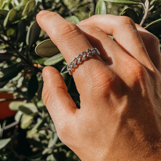 Men's Miami Cuban Chain Ring - 6MM Stainless Steel Curb Link Band