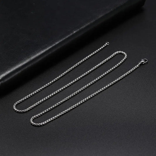 Skyrim Stainless Steel Gold Box Chain Necklace for Men and Women - Minimalist Punk Jewelry 2-7mm Thick