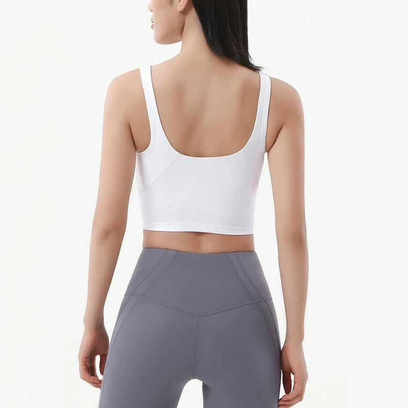 SOISOU Nylon Sports Bra - Women's Breathable Yoga Crop Top
