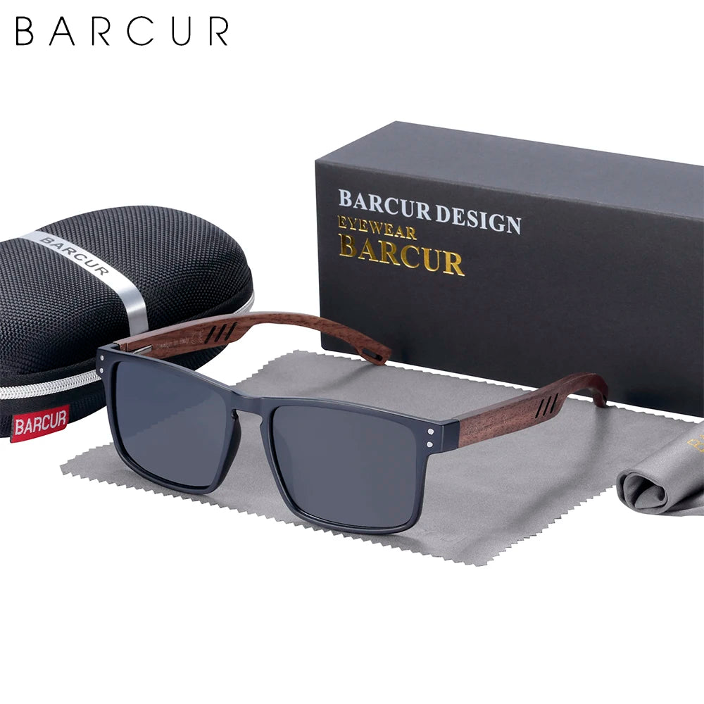 BARCUR Walnut Wood Polarized Sunglasses – Designer UV400 Unisex Shades