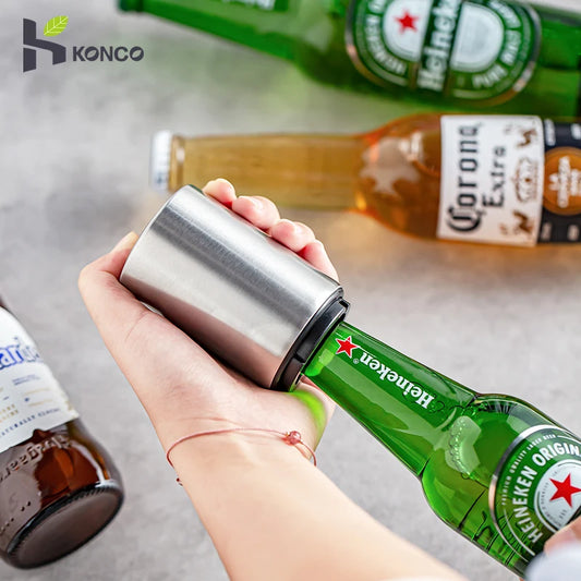 Automatic Stainless Steel Beer Bottle Opener with Magnet for Quick and Easy Opening