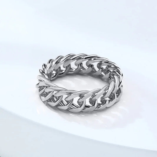 Men's Miami Cuban Chain Ring - 6MM Stainless Steel Curb Link Band