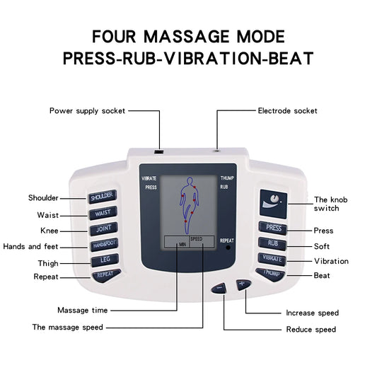 Full Body TENS Muscle Electro Stimulator EMS Acupuncture Therapy Massage with 16 Pads - Complete Physiotherapy System
