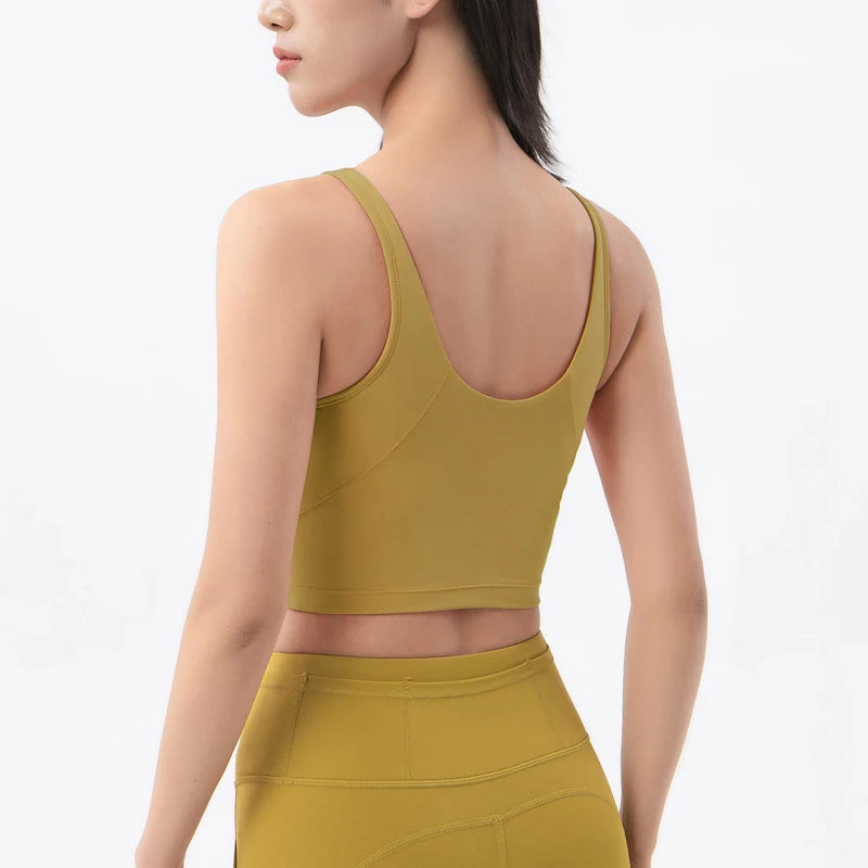 SOISOU Nylon Sports Bra - Women's Breathable Yoga Crop Top