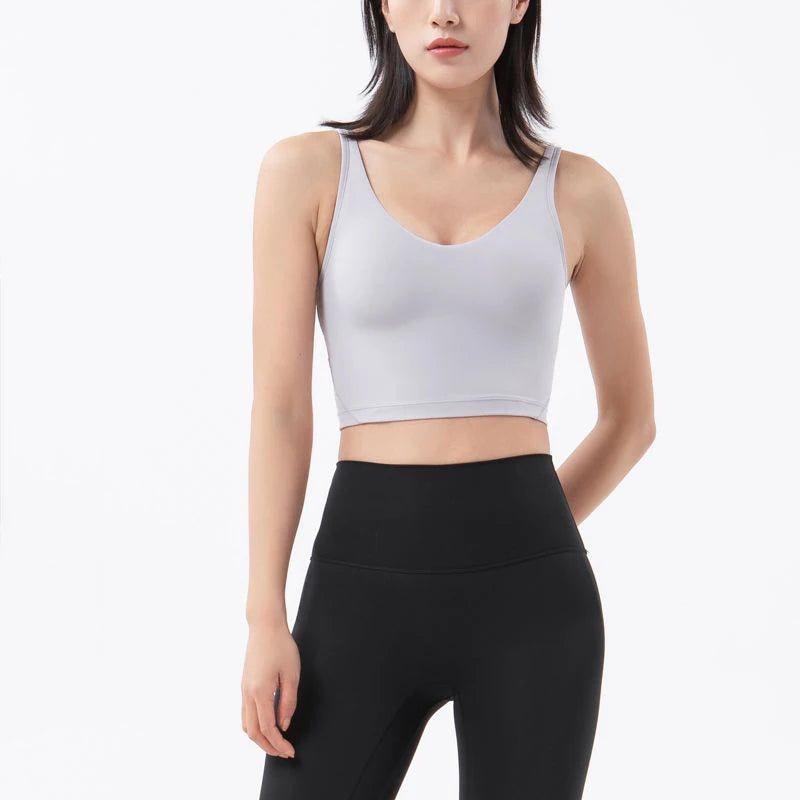 SOISOU Nylon Sports Bra - Women's Breathable Yoga Crop Top