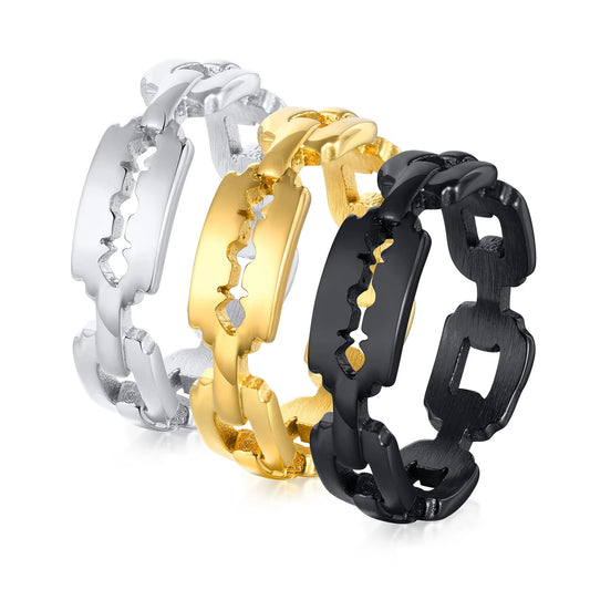 Punk Stainless Steel Men Ring - Unique Razor Blade Ring, Stylish Unisex Jewelry Gift