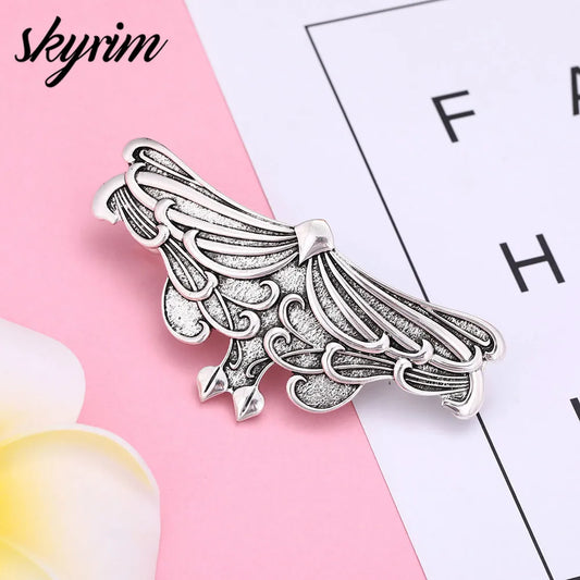 Skyrim Retro Vintage Butterfly Style Hairpins - Antique Silver Metal Hair Clips for Women