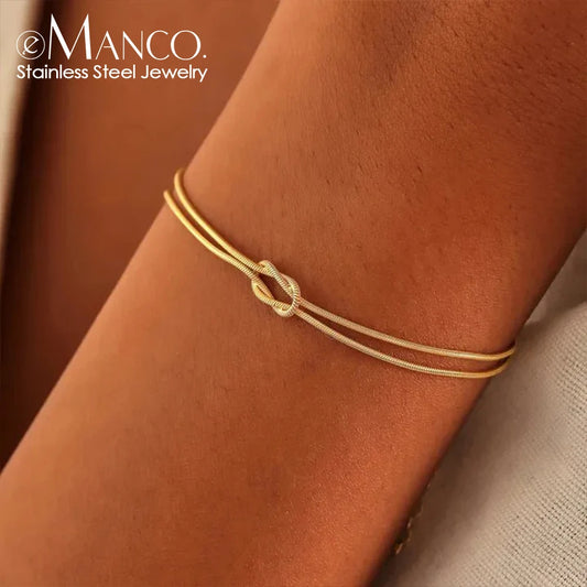 eManco Fashion High Quality Stainless Steel Gold Plated Couple Bracelets