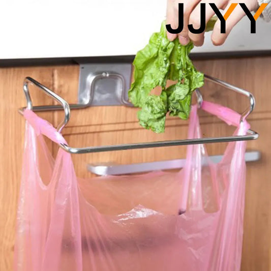 JJYY Kitchen Trash Rack Cabinet Door Garbage Bags Holder - Stainless Steel Closet Garbage Storage