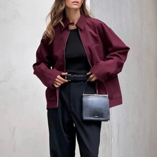 MUJER Zipper Bomber Jackets for Women - Stylish Fall Overcoat