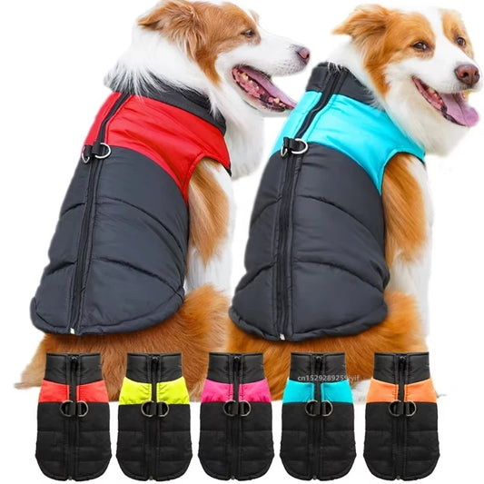 Waterproof Warm Dog Clothes - Winter Vest Padded Zipper Jacket for All Dog Sizes