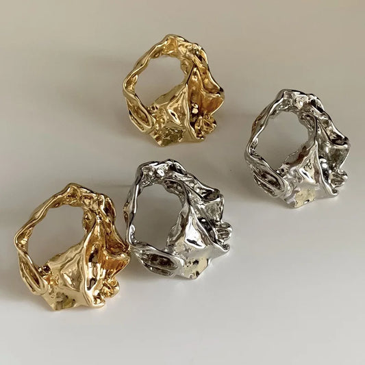 Simple Fashion Gold Color Irregular Metal Stud Earrings for Women - Statement Jewelry for Parties and Christmas Gifts