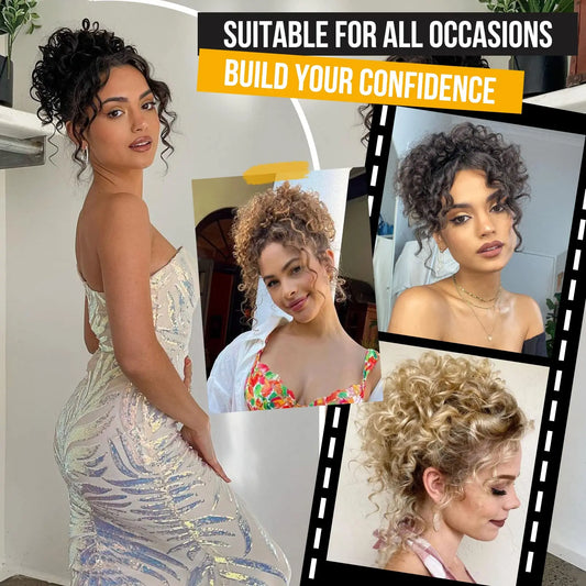 Messy Hair Bun Hair Piece - Large Curly Loose Wave Ponytail Extension
