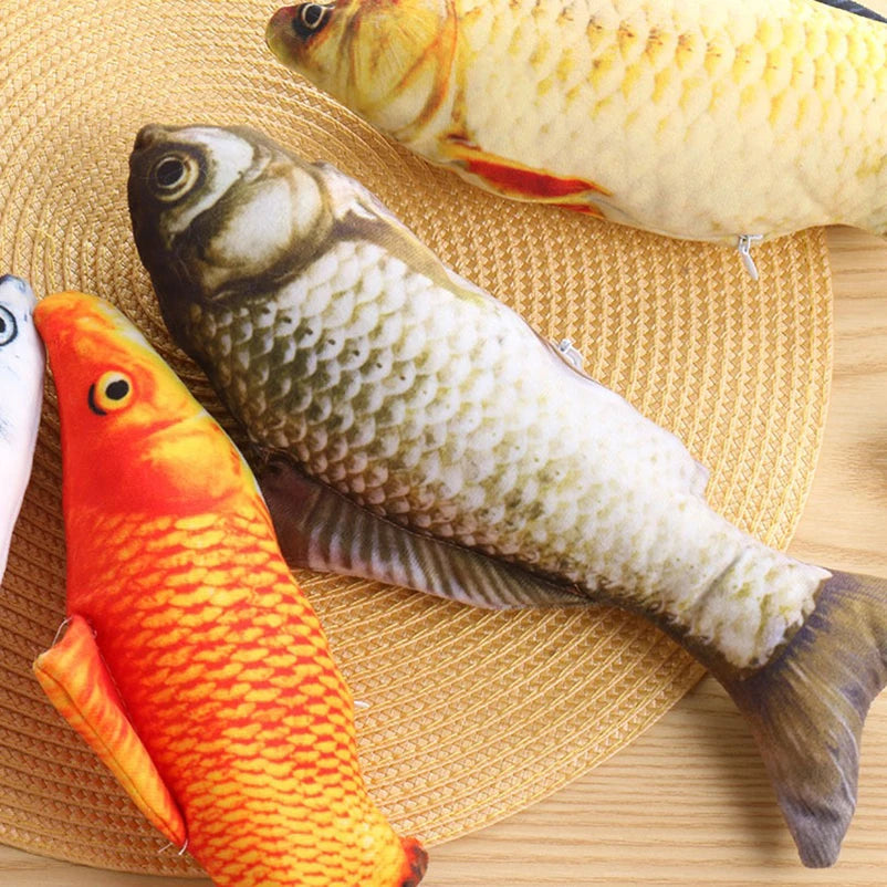 Simulation Fish Cat Chew Plush Toys