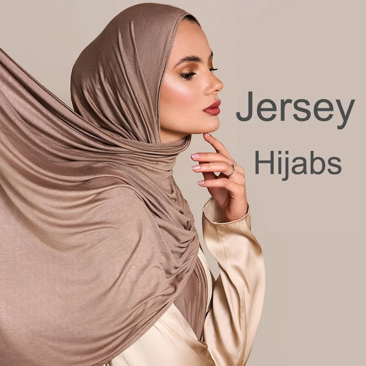 Soft Modal Cotton Jersey Hijab Scarf - Long Muslim Scarf for Women