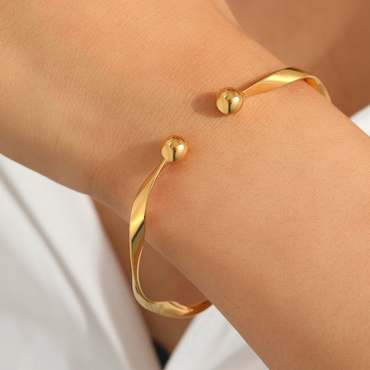 Exquisite Stainless Steel Bracelets with Round Bead Design for Women