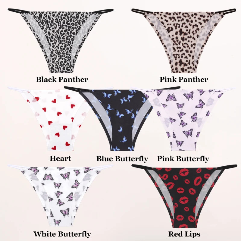 FINETOO 3Pcs Seamless Silk Leopard Underwear