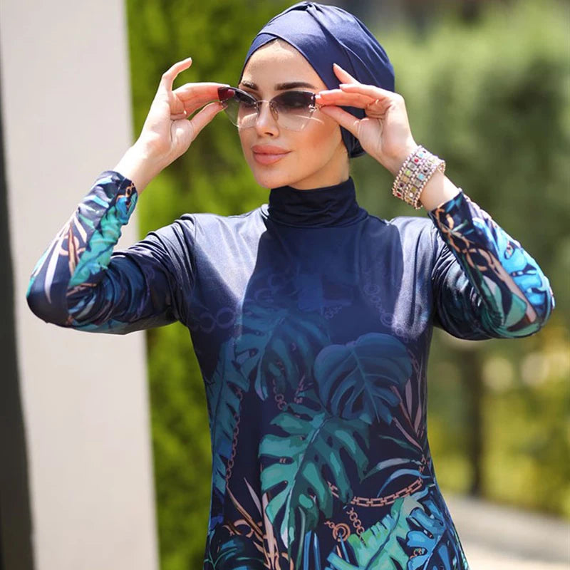 Plus Size Long-Sleeve Modest Burkini Cover-Up