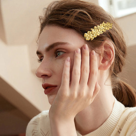 Skyrim Flowers Leaves Hair Clip - Elegant Gold Color Tiara for Brides and Fashion Lovers