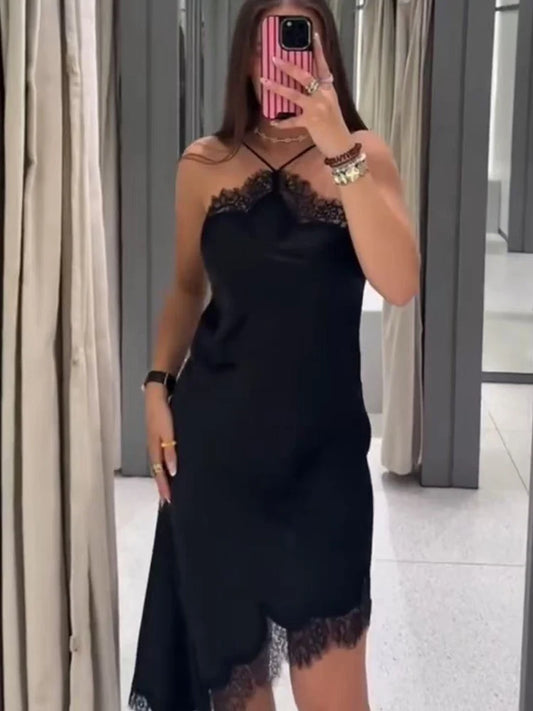 2025 Sexy Lace Spliced Sling Dress for Women