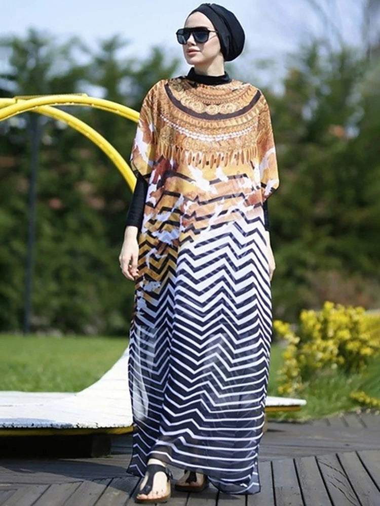 Plus Size Long-Sleeve Modest Burkini Cover-Up