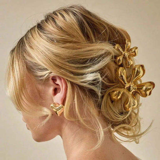 Fashion Gold Color Metal Shell Hair Claws for Women - Trendy Crab Clamps and Clips
