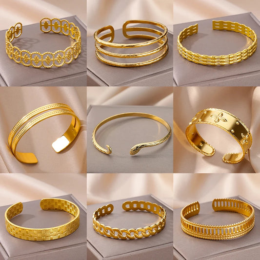 Vintage Snake Bangle Bracelet for Women - Stainless Steel Animal Aesthetic Jewelry