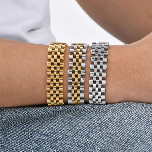 15MM Chunky Watch Band Bracelets for Men, 19CM Magnetic Stainless Steel Links Wristband - Stylish Jewelry Gifts for Dad, Husband, or Son