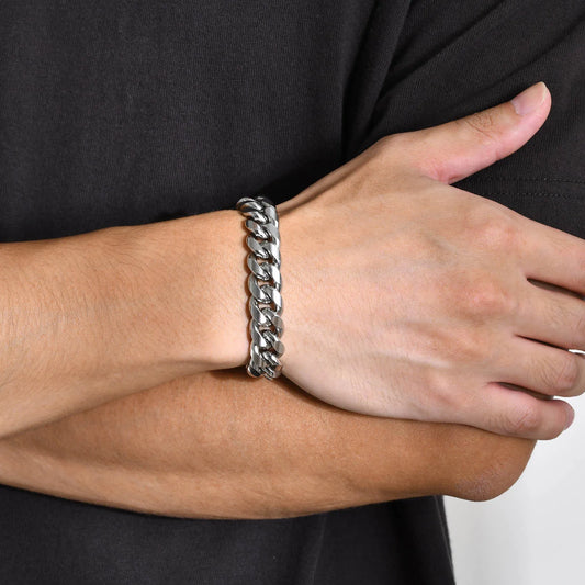 6-12MM Cuban Chain Men's Bracelet - Waterproof Stainless Steel Curb Link Chain Wristband - Perfect Punk Jewelry Gift