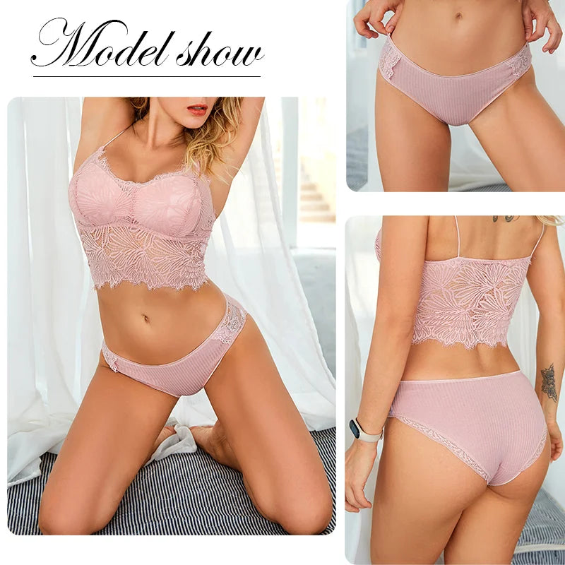 FINETOO 3Pcs Women Cotton Panties - Soft Lace Briefs