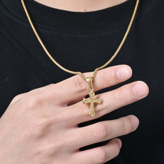 Hip Hop Cross Necklace for Men and Women - Stainless Steel Chic Pendant for Christian Style