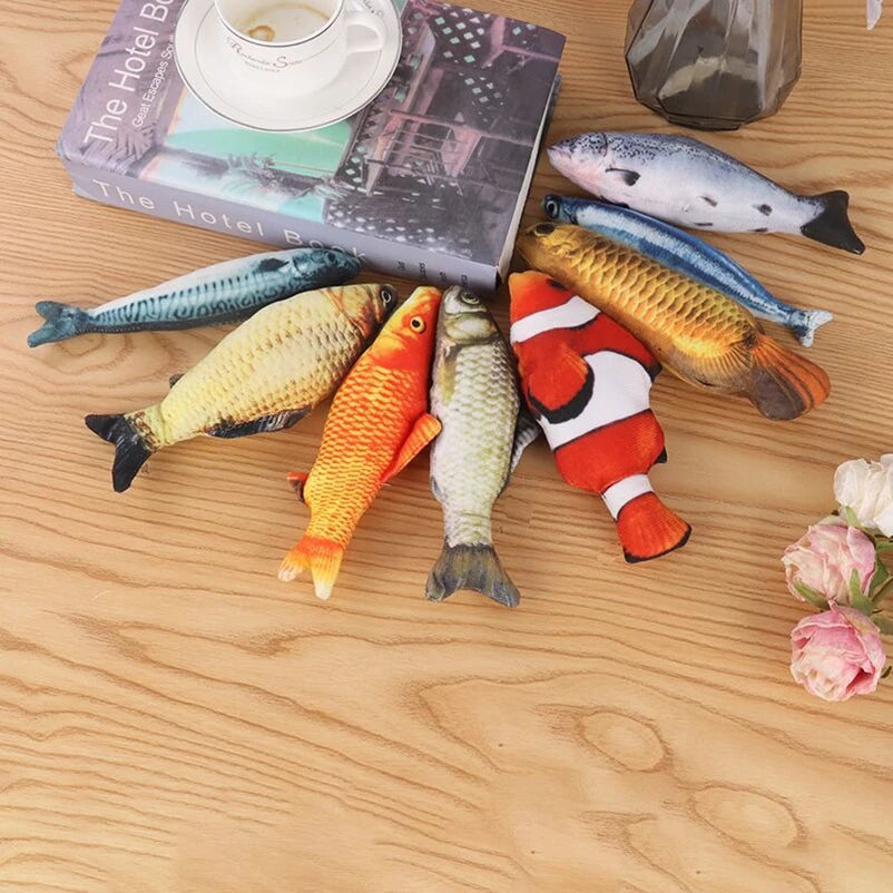 Simulation Fish Cat Chew Plush Toys