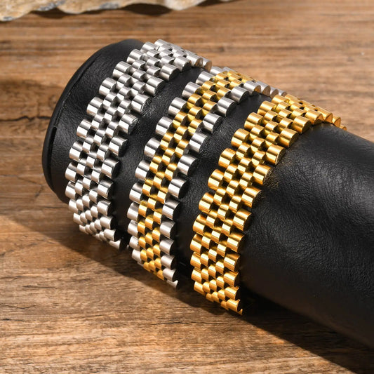 15MM Chunky Watch Band Bracelets for Men, 19CM Magnetic Stainless Steel Links Wristband - Stylish Jewelry Gifts for Dad, Husband, or Son