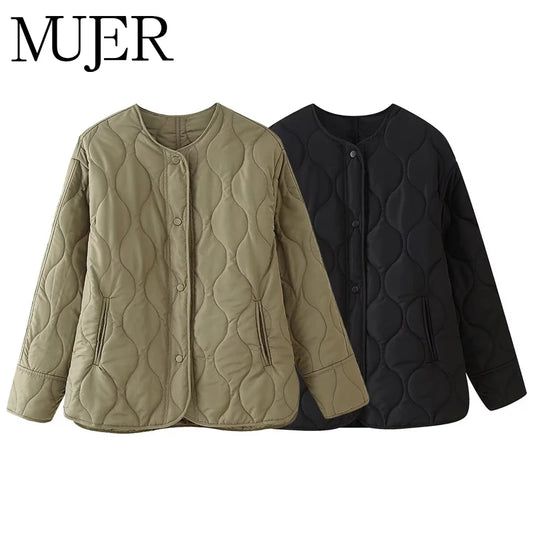 MUJER Black Quilted Jacket - Stylish and Warm Winter Coat for Women