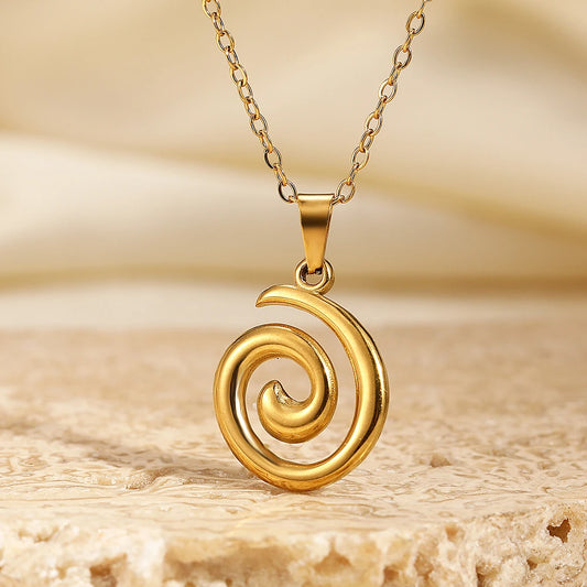 DGIDDK Stainless Steel Spiral Pendant Necklace for Women - Trendy Jewelry for Parties and Commuting