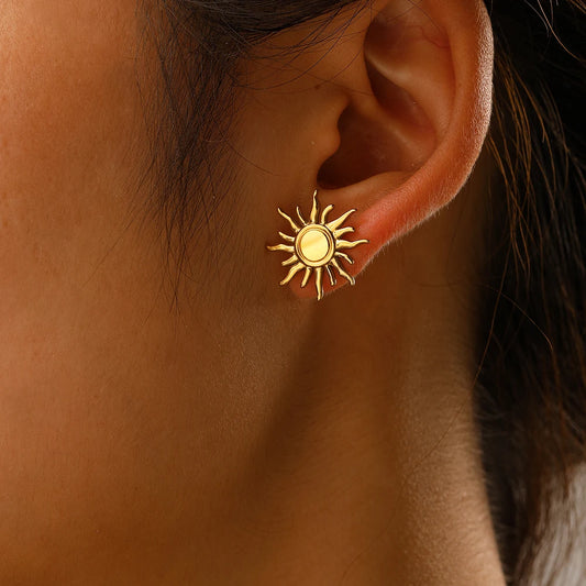 Elegant Stainless Steel Sunflower Flower Earrings for Daily Wear